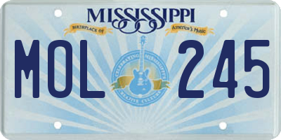 MS license plate MOL245