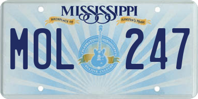 MS license plate MOL247