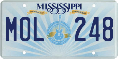MS license plate MOL248