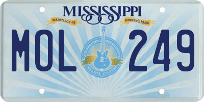 MS license plate MOL249