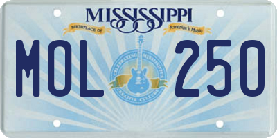 MS license plate MOL250