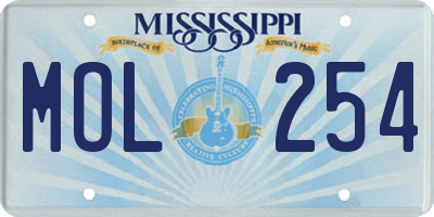 MS license plate MOL254