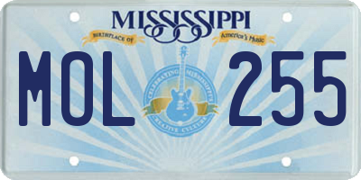 MS license plate MOL255