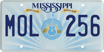 MS license plate MOL256