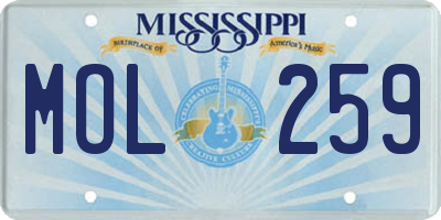 MS license plate MOL259
