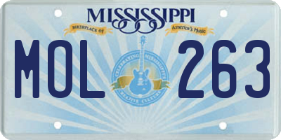 MS license plate MOL263