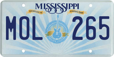 MS license plate MOL265