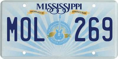 MS license plate MOL269