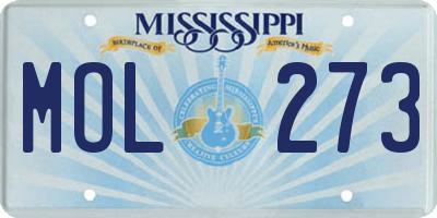 MS license plate MOL273