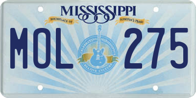 MS license plate MOL275