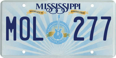 MS license plate MOL277