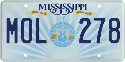 MS license plate MOL278