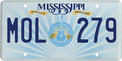 MS license plate MOL279