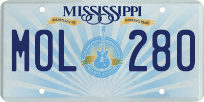 MS license plate MOL280