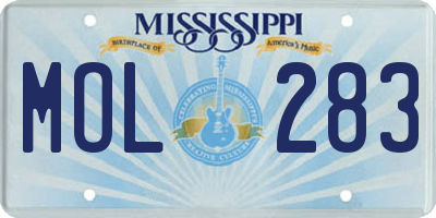 MS license plate MOL283