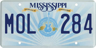MS license plate MOL284