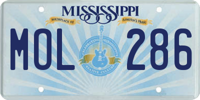 MS license plate MOL286