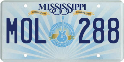 MS license plate MOL288