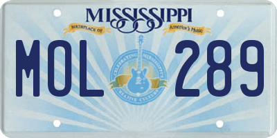 MS license plate MOL289