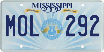 MS license plate MOL292