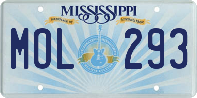MS license plate MOL293