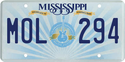 MS license plate MOL294