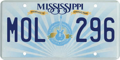 MS license plate MOL296