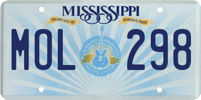 MS license plate MOL298