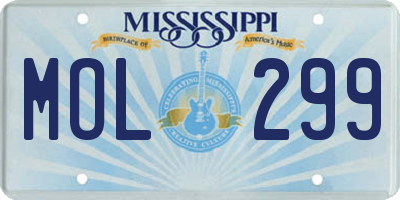 MS license plate MOL299