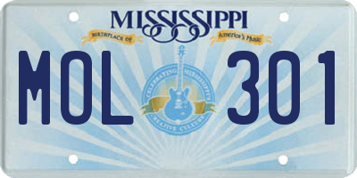 MS license plate MOL301