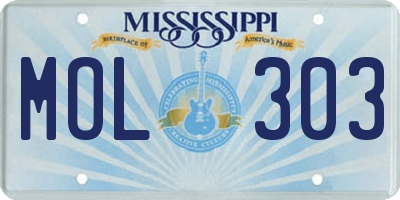 MS license plate MOL303