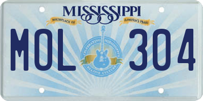MS license plate MOL304