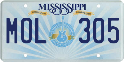 MS license plate MOL305