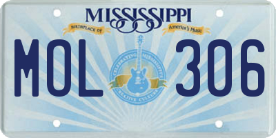 MS license plate MOL306