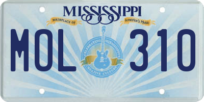 MS license plate MOL310