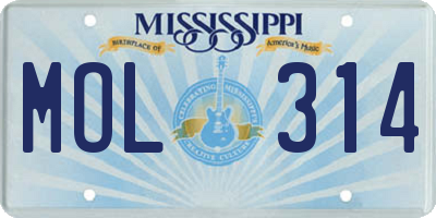MS license plate MOL314