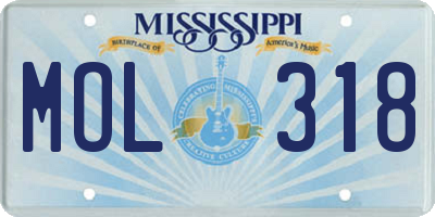MS license plate MOL318