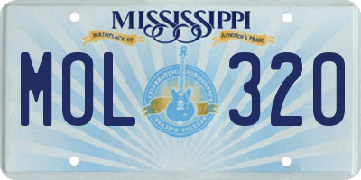 MS license plate MOL320