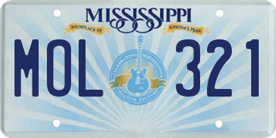 MS license plate MOL321