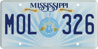 MS license plate MOL326