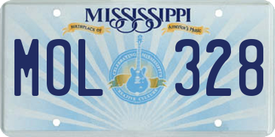 MS license plate MOL328