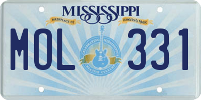 MS license plate MOL331