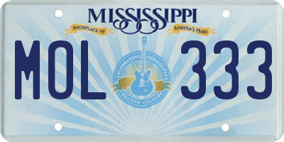 MS license plate MOL333