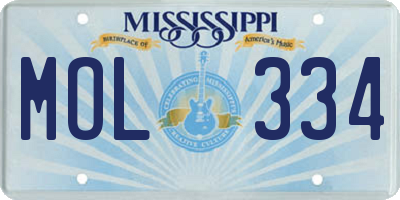 MS license plate MOL334