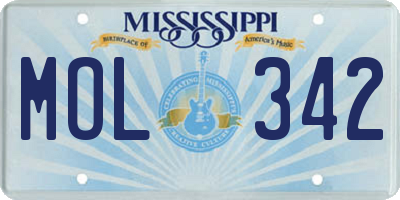 MS license plate MOL342