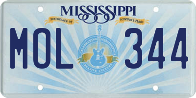 MS license plate MOL344