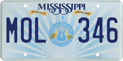 MS license plate MOL346