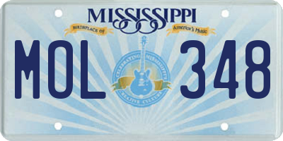 MS license plate MOL348