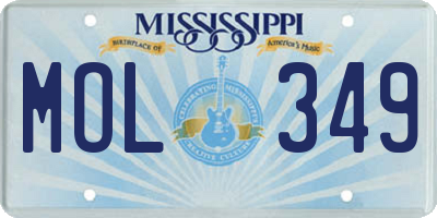 MS license plate MOL349