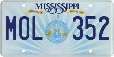 MS license plate MOL352